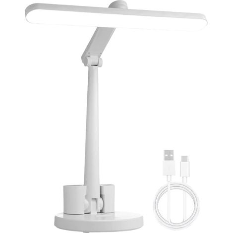 Lampe de bureau Pliable et Réglable avec Port USB 3 modes de luminosité Recharge USB pour chambre, bureau, maison, école, lecture, étude, travail, écriture, coiffeuse, table de (1/5)