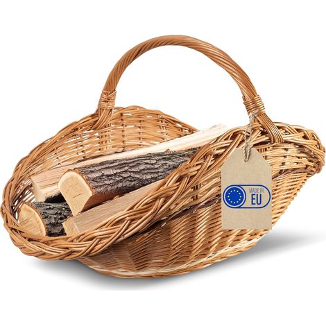 Panier Cheminée Bois Bûches en Osier 67 x 41 x 43 cm