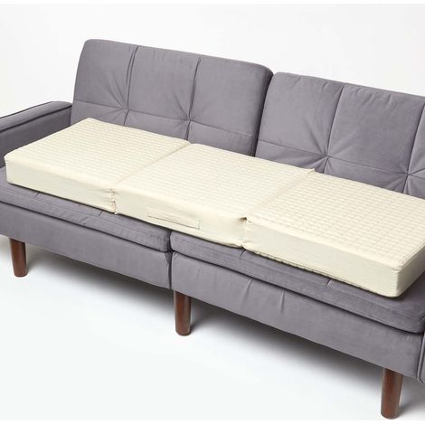 HOMESCAPES Cream Cotton Orthopaedic Foam 3 Seater Booster Cushion (1/5)