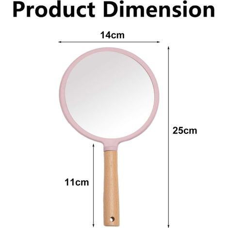 Miroir De Poche - Ronde - Avec Poignée En Bois - Réfléchissant HD Sans Distorsion - Pour Maquillage Et Hygiène Personnelle - 1 Pièce (1/5)