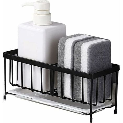 Schwammhalter Küchenregal Schwammhalter für Spülbecken Organizer Rostfrei Affenschwämme Scheuermittel Seife (1/4)