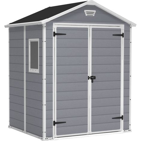 Dmora - Caseta de jardín Cranbrook, Cobertizo de jardín, Caseta de jardín, Trastero para herramientas, 185x152 h226 cm, Gris