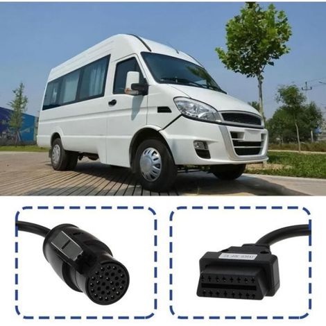 Adaptateur OBD2 femelle 16 broches vers OBD1 mâle 30 broches, pour diagnostic camions Iveco, noir (1/4)