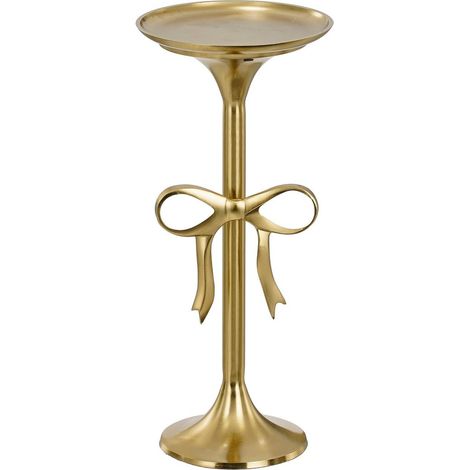 Table d'appoint bout de canapé en aluminium recyclé doré avec nœud décoratif H 57 x Ø 25 cm - PANGIVO (1/5)