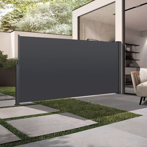Seitenmarkise 160 x 300 cm, Sichtschutz, Windschutz, wasserabweisend, dunkelgrau, OKMYHOME (1/5)