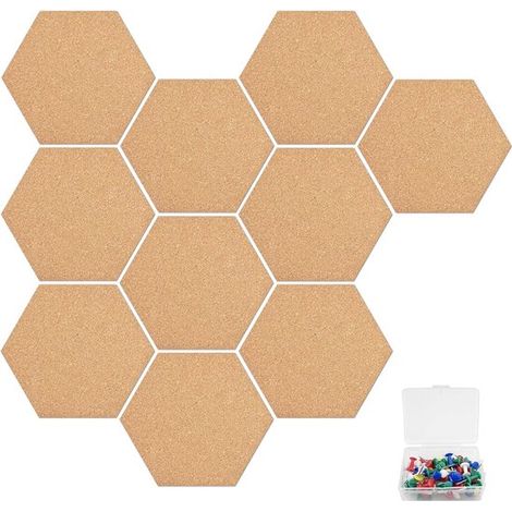 10 fondos hexagonales para colgar fotos y decorar paredes, además de una caja de chinchetas. 3002606 mm (1/5)