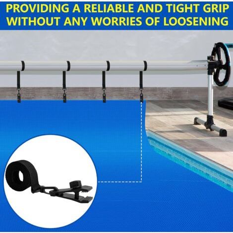 Accessoires de fixation pour couverture solaire de piscine – Rouleau et clips inclus (1/4)