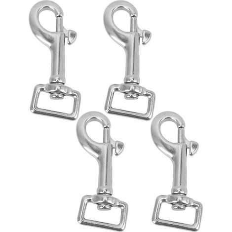 Lot de 4 mousquetons à anneau carré tête unique en acier inoxydable pour portefeuille et sac à dos 59mm/2,3 pouces, charge max 30kg/66,1lb (1/5)