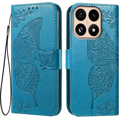 Funda tipo libro para Xiaomi 15T, mariposa, azul (1/5)