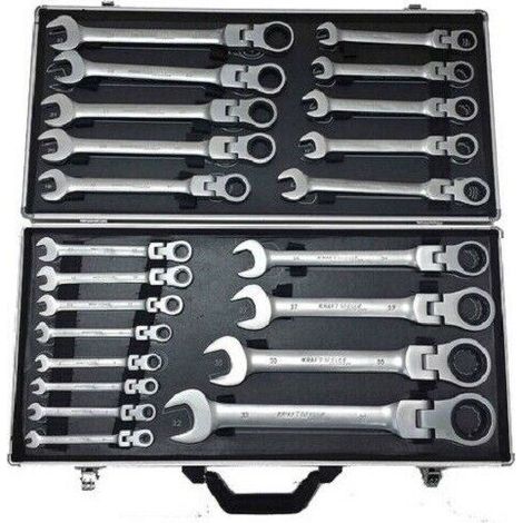 Valise à outils 22 pièces – Clés à cliquet articulées 6 à 32mm – Cromo-Vanadio pour usage intensif – Coffret de rangement inclus – Prodiytools
