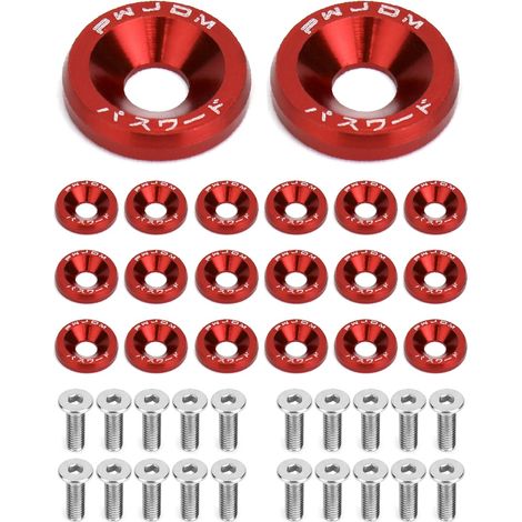 20 Paires M6 Rondelle Anodisé et Vis M620mm en Acier Inoxydable pour Pare-Chocs Garde-Boue de Voiture – Rouge (1/5)