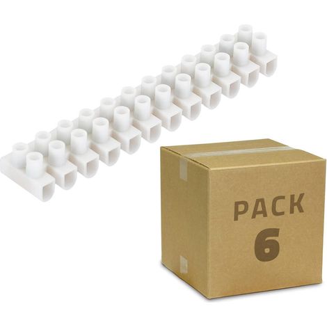 Pack 6 unidades de Clema Regleta de 12 Conectores de Cable Eléctrico Blanco 4 mm² (1/2)
