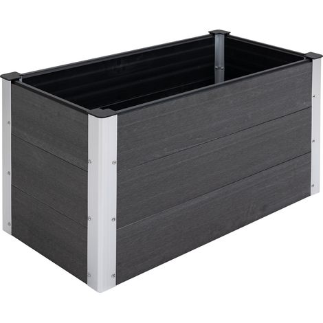 Hochbeet de WPC y aluminio sin fondo gris 100 x 50 x 55,5 cm (1/5)