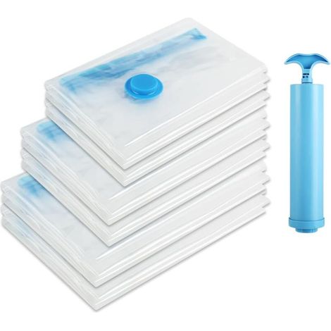 6 Sacs Sous Vide, Compression 80%, Matériau PA+PE, Pompe Manuelle, Rangement Vêtements Literie Voyage (1/5)