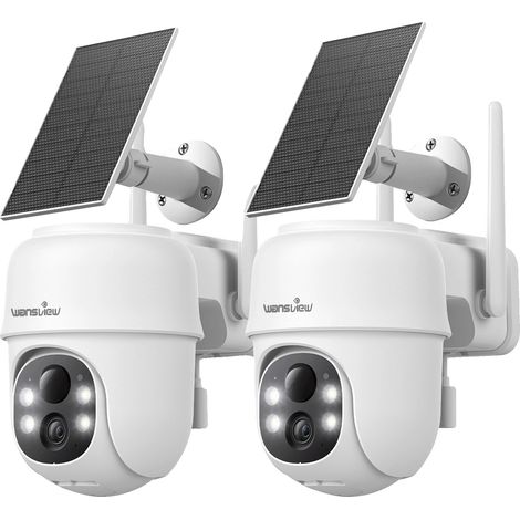 Cámara de seguridad, resolución 2K, alimentada por energía solar, 2 unidades. (1/2)