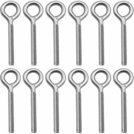 Lot de 12 Boulons- M5 à Oeil en 304 Acier Inoxydable Vis à Anneau Piton à Visser pour Balançoire Machine Extérieure (1/4)