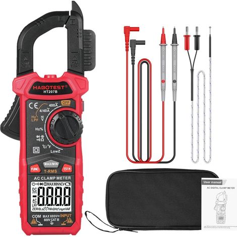 HT207B Pince ampèremétrique numérique 4000 points multimètre portatif tension AC DC voltmètre de courant diode résistance pince multimètre pince multimètre à affichage numérique (1/5)