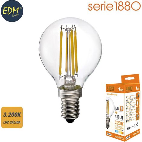 Ampolla sferica con filamento LED E14 4W 550lm 3200K luce calda ø4,5x7,8cm Edm