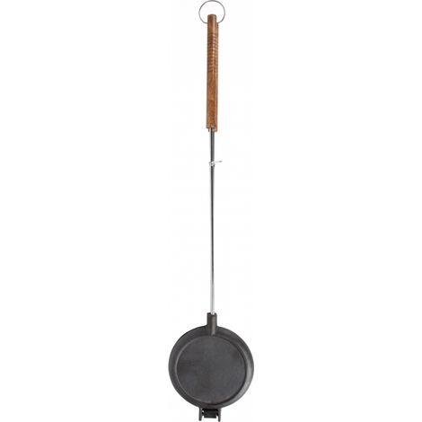 Esschert Design – Gaufrier en fonte noir 4 gaufres – Dimensions 5,3x17,5x82 cm – Pour barbecue et feu ouvert – Manche en bois de bouleau (1/5)