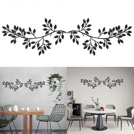 Décoration murale moderne à suspendre, branche de fleur en métal, art abstrait floral au trait. (1/4)