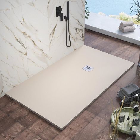 Piatto doccia 80x110cm in marmoresina avorio effetto pietra Kos
