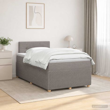vidaXL Cama box spring con colchón Topo 120 x 190 cm Tela (1/5)