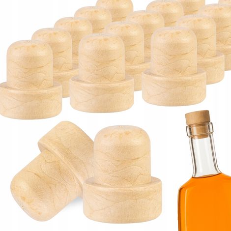 100 tapones de corcho sintéticos de 20,5 mm para botellas de vino y zumos.