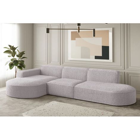 Ecksofa Designersofa PALMA in Stoff Ascot Rose Ottomane Links (1/2)