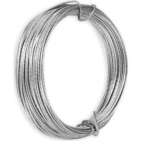 Fil de suspension robuste en métal de 10 m (325 pieds) pour cadres photo, miroirs, œuvres d'art et horloges (0,7 mm / 0,003 pouce). (1/4)