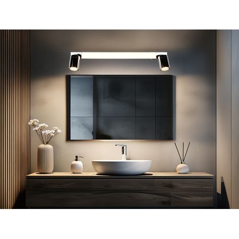 LED Bad Spiegelleuchte mit 2 Strahlern & Schalter, Chrom Breite 60cm (1/5)