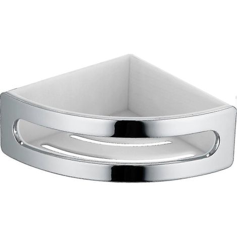 Panier d'angle de douche élégant (chrome/blanc)