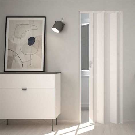 Porta a soffietto da interno in pvc 83x214 cm mod. Maya colore Bianco Orizzontale Rilievo