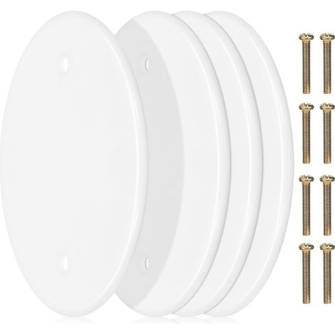 4-teiliges Set weißer runder Deckenabdeckungen für elektrische Öffnungen, Wandmontage, einfache werkzeuglose Installation, minimalistisches Design (1/4)