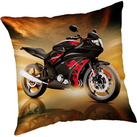 Kissen 40x40 Motor 9756 Motorrad schwarz rot Motorrad rot schwarz Jugendgeschenk