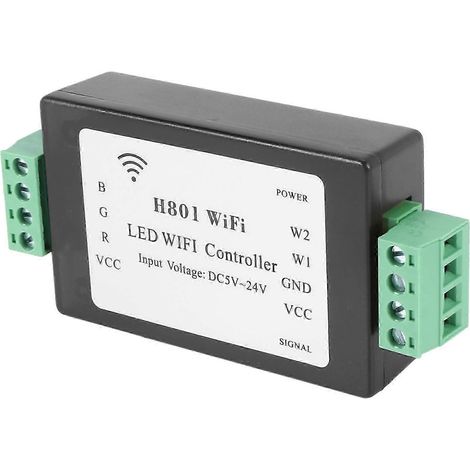 Contrôleur LED RGBW H801 avec Wi-Fi, compatible avec les rubans LED SMD 5050, 2835 et 3528 (entrée DC 5-24 V). (1/5)