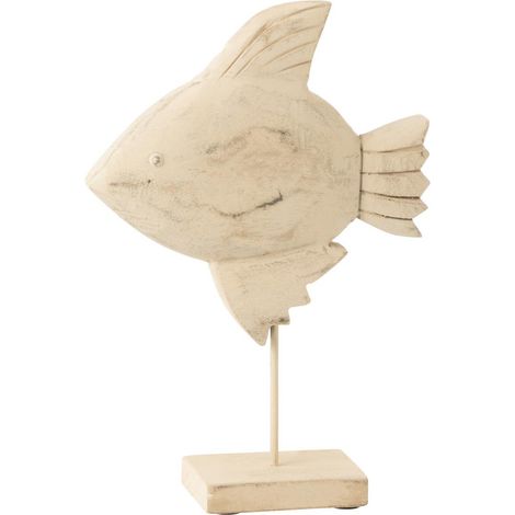 Statuette Poisson sur Pied en Bois "Antwan" 31cm Naturel (1/2)