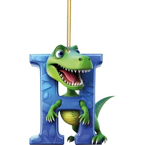 Pendentif Dinosaure - Décoration De Noël En Acrylique - 26 Lettres Anglaises - Pour Arbre De Noël Et Guirlandes - Lot De 1