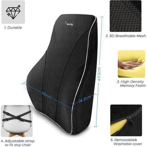 Cheap-Coussin Lombaire Bureau Coussin de Soutien du Dos en Mousse à Mémoire de Forme Support Lombaire pour Chaise Bureau Vo COUSSIN (1/4)