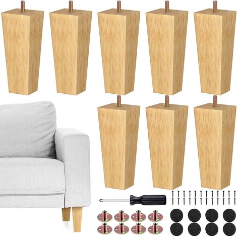 Ensemble aus 8 Pieds von TURSTIN, Carrés, Massiv von 15 cm (6 Pouces), Canapé, Fauteuil, Lit, Kommode, Schrank. Überreste im Stil des Siècle Incluse. Quincaillerie der Installation inklusive. Farbe de (1/5)