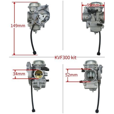 Compatible avec les carburateurs des quads KAWASAKI KVF300 4x4 et KFV300A 300B (1999-2000) (1/4)