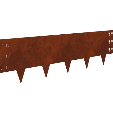 Bordure de Pelouse 10 pcs 100 x 30 cm Acier Rouillé vidaXL (1/5)