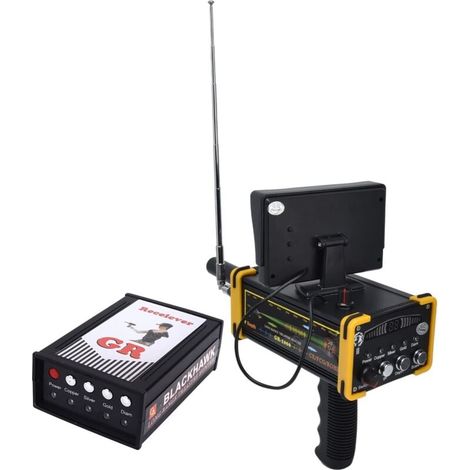 Cercatore di tesori, metal detector, rilevatore sotterraneo, sensibile, a risparmio energetico, portata 1000 m, conforme alle normative europee – Bordo giallo (1/5)