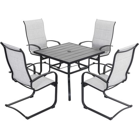 5-teiliges Gartenmöbel Set, Textilene-Stühle und quadratischer Tisch