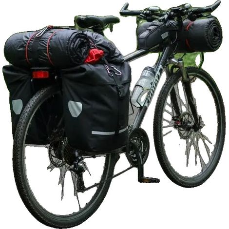 Bolsa impermeable para bicicleta, capacidad de 35 litros, color verde militar. (1/2)