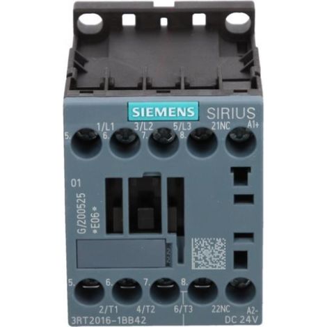 Contactor de potencia 9A 3P 24V CC 0Z 1R S00 3RT2016-1BB42