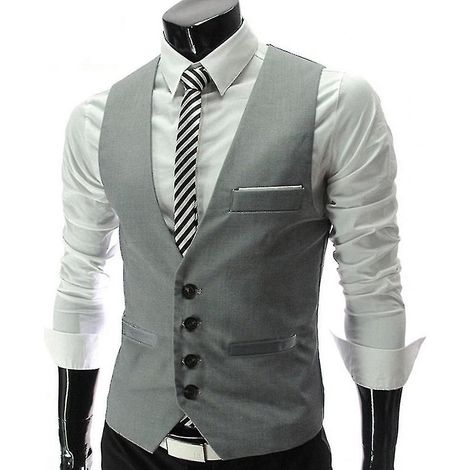 Gilet homme costume ajusté, gilet de costume business, veste sans manches habillée, tenue de travail casual chic, gilet slim formel pour bureau (1/5)