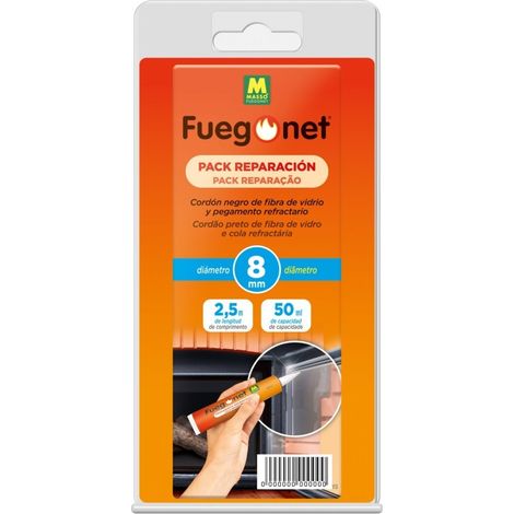 Paquete de reparación de chimeneas MASSO - cordón aislante de 8mm - pegamento 50ml - 85878