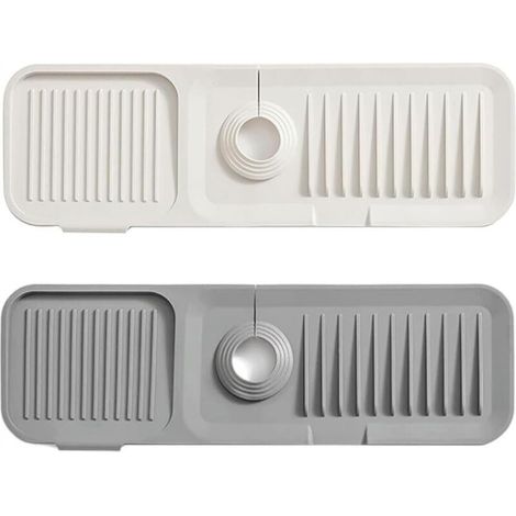 Tappetino assorbente in due pezzi per il bordo del rubinetto, tappetino per lavello da cucina, paraspruzzi in silicone per rubinetto, vassoio di drenaggio antigoccia per il drenaggio degli schizzi