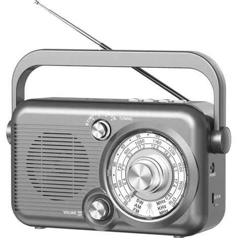 Radio portable avec Bluetooth, AM, FM, alimentation et batterie, haut-parleur intégré, fonction MP3, prise casque, petite radio pour bureau, extérieur, camping, urgence