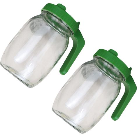 Pot de germination de comptoir, récipient en verre transparent à large ouverture de 32 oz avec couvercle de vidange vert, ouverture de 86 mm pour le stockage des ingrédients et le rinçage du comptoir (1/5)